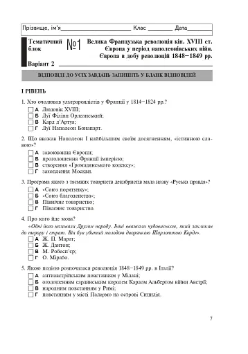 Всесвітня історія. Зошит для контрольних робіт. 9 клас - фото 7