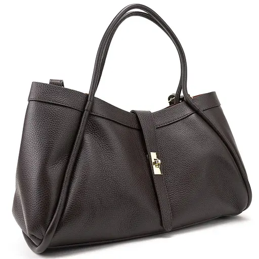 Кожаная большая сумка шоколадного цвета Firenze Italy F-IT-7641DB