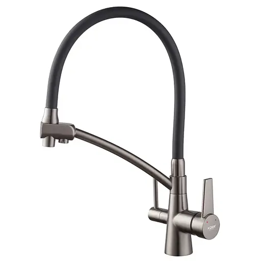 Смеситель для кухни на две воды с гибким изливом Koer KB-72003-07 KR3377 Графит - фото 1