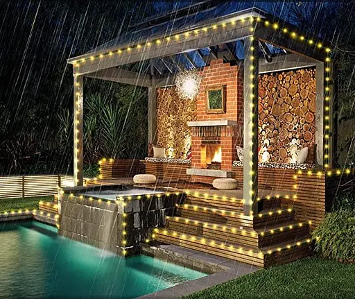 Вулична світлодіодна гірлянда Sun Lamp стрічка 200 LED USB з пультом ДУ великі краплі 20 м білий 8 режимів - фото 7