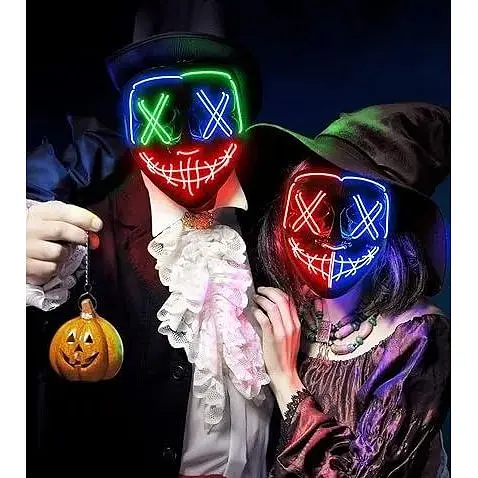 Маска на Хэллоуин со светодиодной подсветкой AnanBros The Purge Mask 3 режима освещения для косплей-вечеринки - фото 5