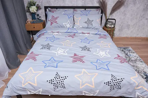 Комплект постільної білизни Moon&Star Бязь Gold Люкс Light Stars Дитячий 110x140 см наволочки 2x40x60 см - фото 1