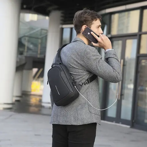 Рюкзак Mark Ryden с одной лямкой MR7191 с USB-портом Черный - фото 5