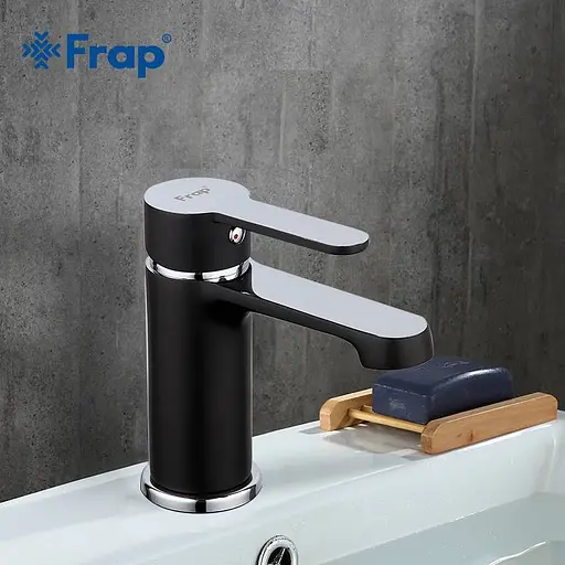 Смеситель для умывальника гайка черный/хром Ø35 Frap 1/10 F1042 Черный матовый - фото 5