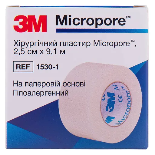 Медицинский пластырь 3M Micropore е1530-1 хирургический на нетканой основе 2.5 см х 9.1 м - фото 1