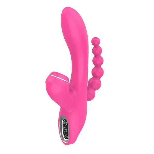 Вібратор Erospace Sweet Play Sucking Vibrator With Anal Beads A3 20.8 см рожевий - фото 3