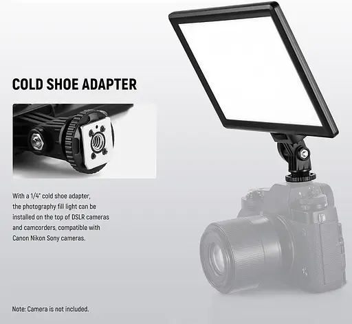 NEEWER 9-дюймовая светодиодная видеосветовая панель, затемненая DSLR-камера с мягким освещением с мини-настольной подставкой - фото 2