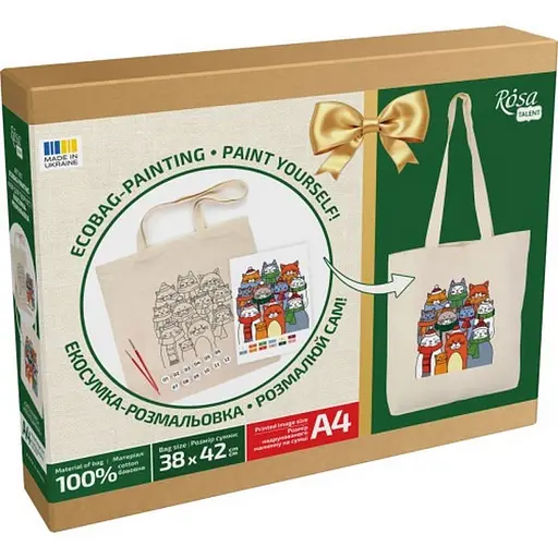 Набір для творчості екосумка-розмальовка "Котик" N0003601, 38х42 см