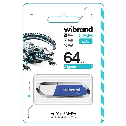 Флеш-накопичувач Wibrand USB 2.0 Aligator 64Gb блакитний - фото 2