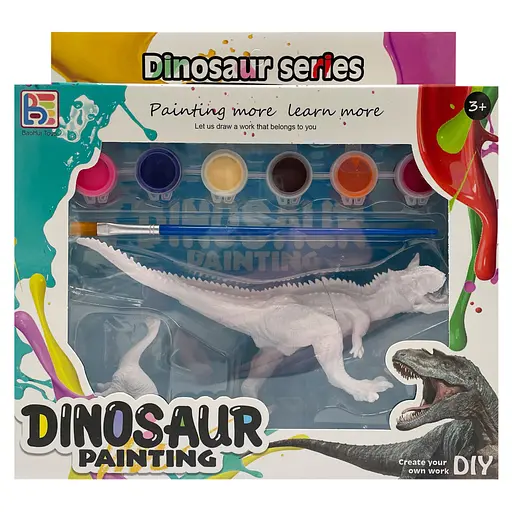 Набір для творчості Гіпсова розмальовка "Dinosaur" T55-1(Dinosaur1) 2 фігурки, фарби 6 кольорів