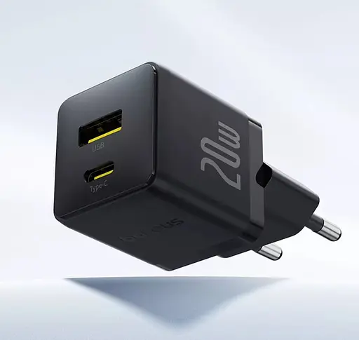 Сетевой адаптер Baseus Palm Fast Charger C+U 20 W + Cable Type-C to Type-C P10111608113-01 Черный - фото 3