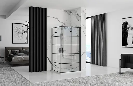 Душевая кабина Rea Molier 2 80x100 black REA-K8537 + REA-K6963, Черный матовый, Универсальная, прозрачная - фото 2