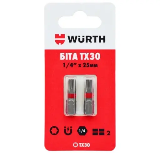 Біта Wurth TX30 1/4IN L25 мм 2 шт. в блістері (16143130902) - фото 1