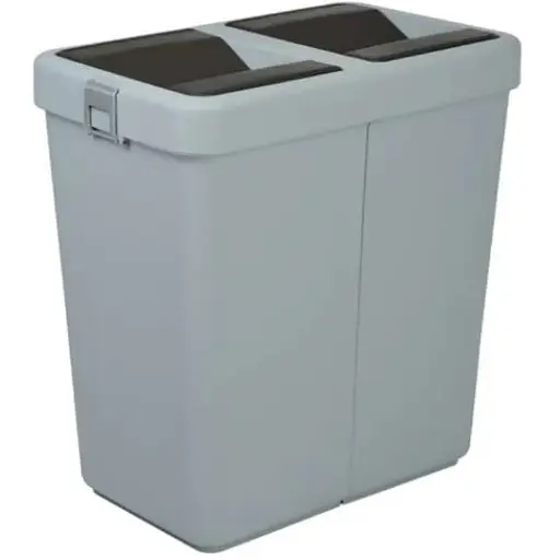 Мусорное ведро Motek двойное 14 л + 14 л с поворотной крышкой Серый (COB-428)  - фото 1