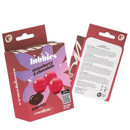 Массажные масляные шарики Crushious Lubbies Kissable клубника и шоколад 3 шт. - фото 1