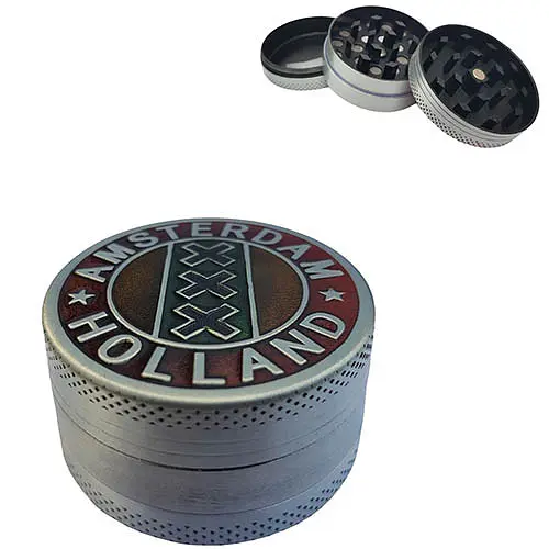 Гриндер для подрібнення тютюну Амстердам HL-243 HOLAND XXX Silver Red (10904) - фото 2