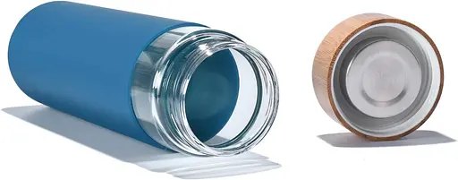 Бутылка стеклянная OldBro бамбуковая крышка с защитным силиконовым чехлом Azul marino 590 мл - фото 4