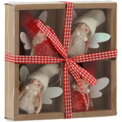 Украшение-подвеска Chomik Фея 6 см красно-бежевая 4 шт. (TIA0133) - фото 2