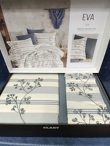 Постельное белье Eva Ранфорс с вышивкой Clasy pbe0052084 - фото 3