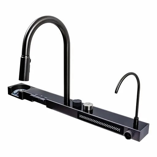 Смеситель для кухни с краном под осмос и омывателем стаканов Platinum Handmade HX08 под мойку 75x45D черный - фото 1
