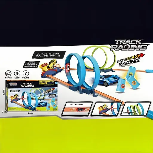 Автотрек JJ 171 з інерційними машинками, трюковими петлями та 3 захоплюючими перешкодами - фото 2