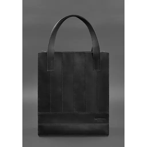 Шкіряна жіноча сумка шоппер Бетсі чорна - фото 1
