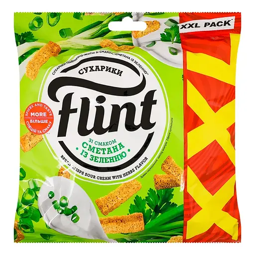 Сухарики пшенично-житні Flint Сметана із зеленню 140 г - фото 1