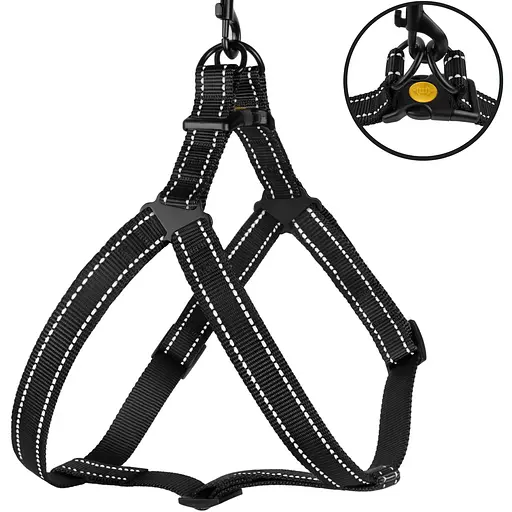 Шлея для собак Barksi Active світловідбивна (обхват грудей 58-71 см ширина 2.5 см) чорна - фото 2