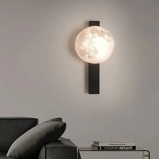 Декоративне бра у чорному корпусі із плафоном під мармур 30х16,5 см Line F Арт. WS011 - фото 1