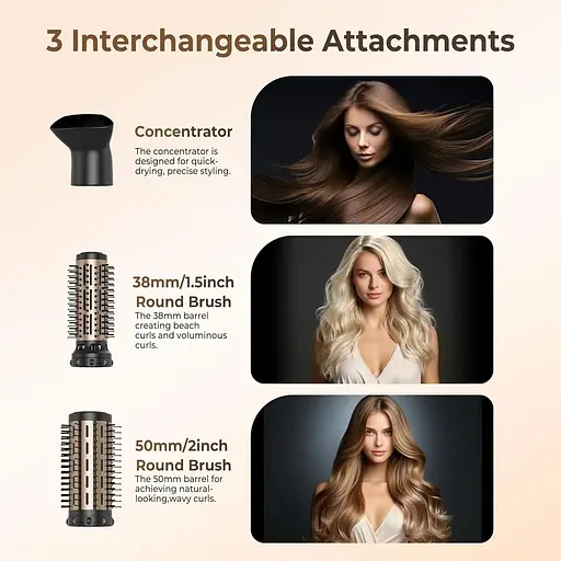 Фен-щітка, що обертається 3-в-1, 1000 Вт - фото 4