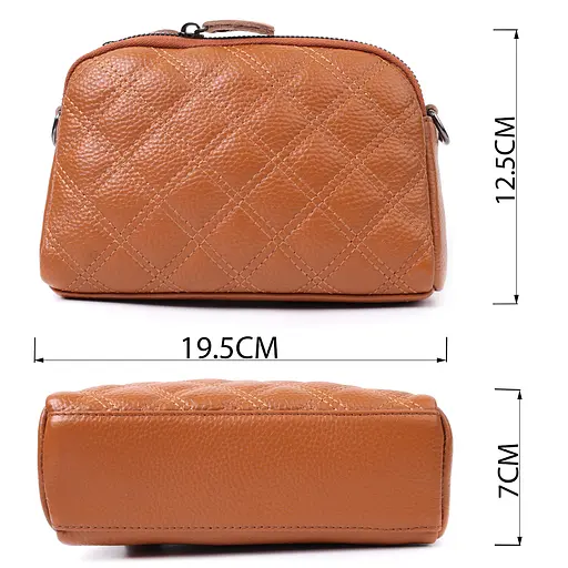 Женская сумка Vintage прошита ромбами на лицевой стороне из натуральной кожи 19.5х12.5х7 см sum0027021 - фото 3