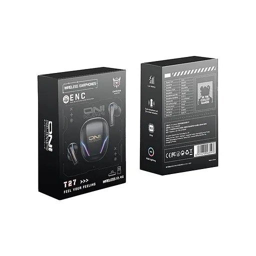 Навушники бездротові ігрові Onikuma T27 Wireless Gaming Earbuds with ENC Mic 2 режимні - фото 6