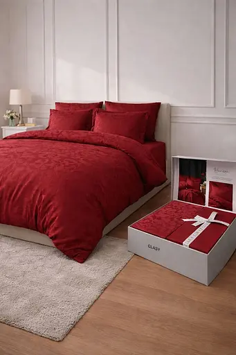 Комплект постільної  білизни євро 200х220  Premium сатин бордовий TC303376156