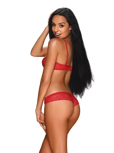 Комплект еротичної білизни Obsessive Alabastra XXL червоний - фото 2