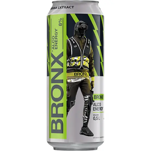 Напиток энергетический Bronx слабоалкогольный киви яблоко 8% 0.5 л ж/б