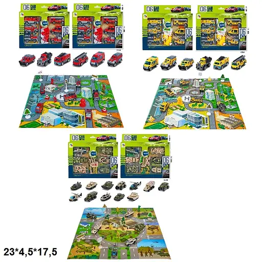 Транспортный набор, 6 моделек спецслужбы с ковриком, G6588/G6588C/G6588D (в ассортименте) - фото 3
