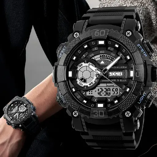 Мужские спортивные наручные часы Skmei 1228 (Черный) - фото 8