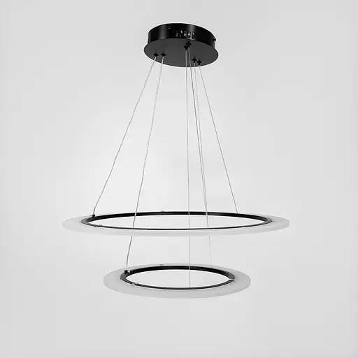Современная черная люстра подвесная с двумя кольцами Ø 60+40 см | Ст. MJ305-600+400 BK | Line F - фото 1