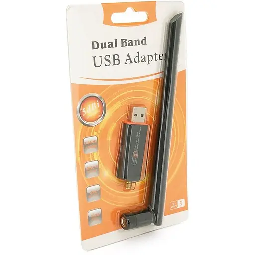 Бездротовий мережевий адаптер Wi-Fi-USB3.0 Merlion LV-UAC13, RTL8812BU, з антеною 20см, 802.11bgn, 1200MB, 2.4 GHz, Blister Q20 - фото 3