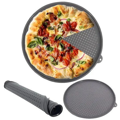 Форма силіконова антипригарна перфорована для випікання піци Ø 34.5 см, Kitchen Master Сірий 86114 - фото 5