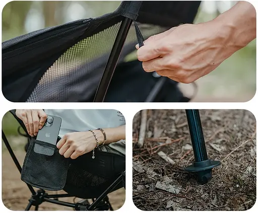 Кресло складное Naturehike Clamshell 001 Triangle Folding Moon Chair Черный - фото 6