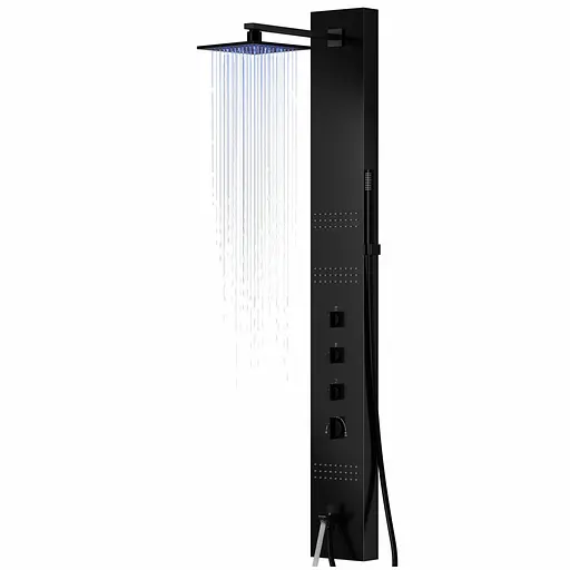 Душова панель Corsan Neo black LED з виливом S060MBLLEDW, Чорний матовий - фото 3
