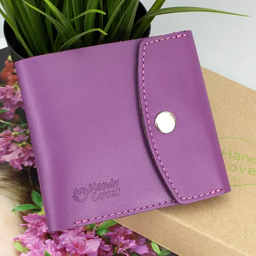 Кошелек женский кожаный маленький на кнопке Handycover HC0062 фуксия - фото 1