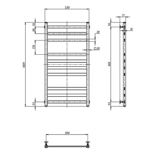 Водяной полотенцесушитель Navin Авангард 500x1000, черный муар 12-028053-3680, Черный матовый - фото 4