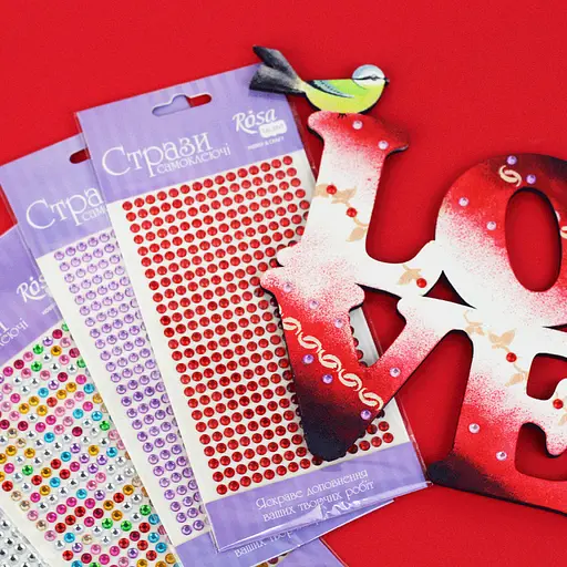 Стразы самоклеящиеся Красные 5мм 375шт Rosa Talent - фото 2