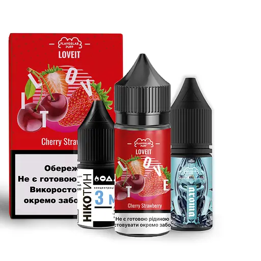 Набор компонентов для самозамеса солевой заправки заправки для вейпа Flavorlab Love it 30 мл, 0-50 мг Cherry Strawberry Вишня Клубника (15413)