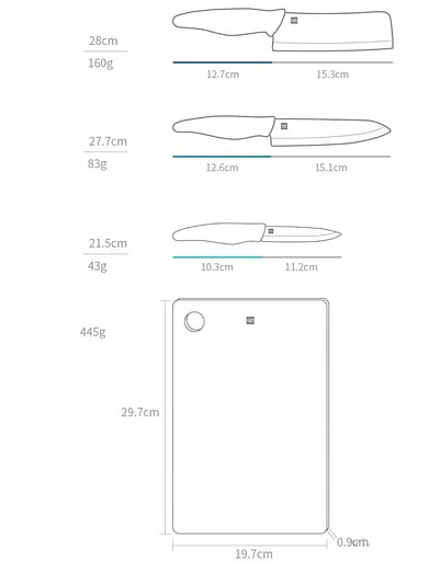 Набір ножів з дошкою Xiaomi Huo Hou Hot Ceramic Knife + Chopping Board Set (HU0020) [43582] - фото 3
