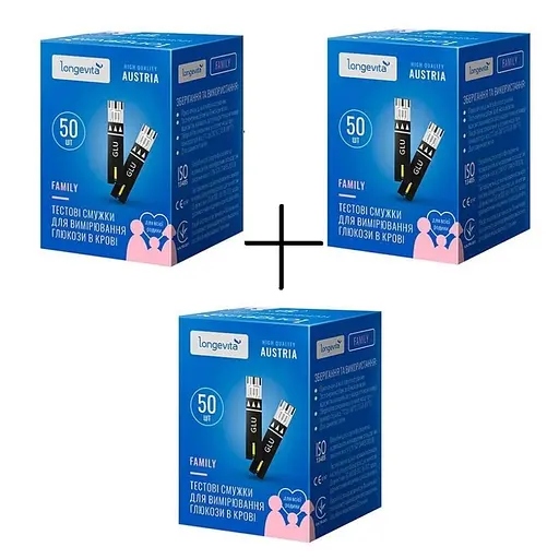 Тест-смужки Longevita Family 150 шт. (3х50 шт.)