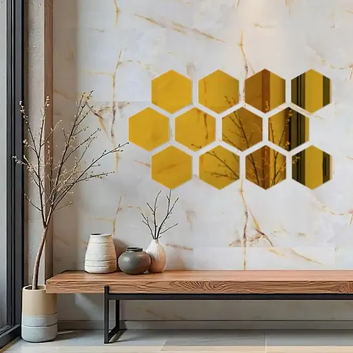 Дзеркальний декор Wall Sticker SW-00002518 акриловий самоклеючий 150х175 мм 12 шт. золото - фото 6