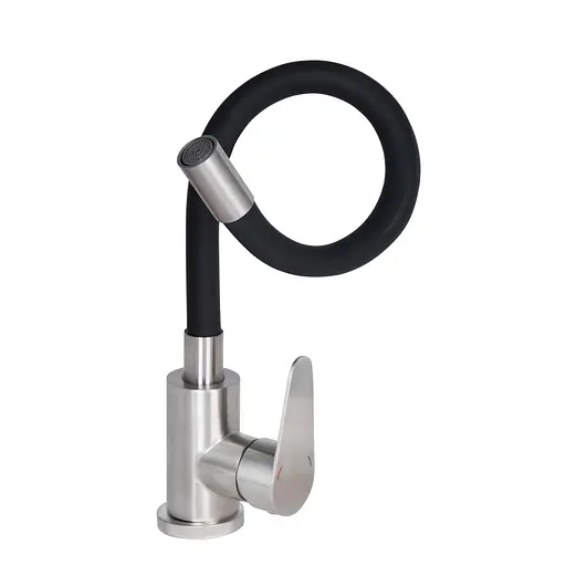 Змішувач для кухні Lidz Vida 04R-BFS, U-подібний гнучкий Black - фото 2